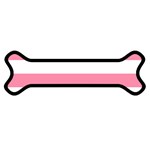 Horizontal Stripes - White and Flamingo Pink Magnet (Dog Bone)