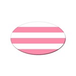 Horizontal Stripes - White and Flamingo Pink Sticker Oval (10 pack)