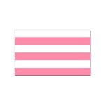 Horizontal Stripes - White and Flamingo Pink Sticker Rectangular (100 pack)