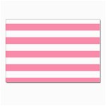 Horizontal Stripes - White and Flamingo Pink Postcard 4 x 6  (Pkg of 10)