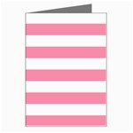 Horizontal Stripes - White and Flamingo Pink Greeting Card