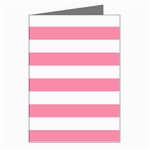 Horizontal Stripes - White and Flamingo Pink Greeting Cards (Pkg of 8)