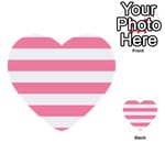 Horizontal Stripes - White and Flamingo Pink Multi-purpose Cards (Heart)