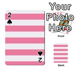 Horizontal Stripes - White and Flamingo Pink Playing Cards 54 Designs