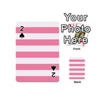 Horizontal Stripes - White and Flamingo Pink Playing Cards 54 (Mini)