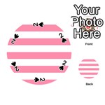 Horizontal Stripes - White and Flamingo Pink Playing Cards 54 (Round)
