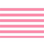 Horizontal Stripes - White and Flamingo Pink Birthday Cake 3D Greeting Card (7x5)