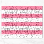 Horizontal Stripes - White and Flamingo Pink Jigsaw Puzzle (Rectangular)