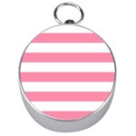 Horizontal Stripes - White and Flamingo Pink Silver Compass