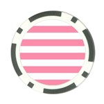 Horizontal Stripes - White and Flamingo Pink Poker Chip Card Guard (10 pack)