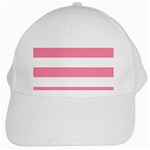 Horizontal Stripes - White and Flamingo Pink White Cap