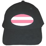 Horizontal Stripes - White and Flamingo Pink Black Cap