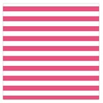 Horizontal Stripes - White and Dark Pink Large Satin Scarf (Square)
