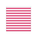 Horizontal Stripes - White and Dark Pink Satin Bandana Scarf