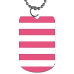 Horizontal Stripes - White and Dark Pink Dog Tag (One Side)