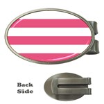 Horizontal Stripes - White and Dark Pink Money Clip (Oval)