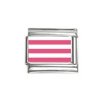 Horizontal Stripes - White and Dark Pink Italian Charm (9mm)