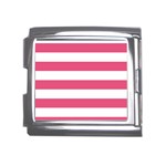 Horizontal Stripes - White and Dark Pink Mega Link Italian Charm (18mm)