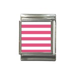 Horizontal Stripes - White and Dark Pink Italian Charm (13mm)