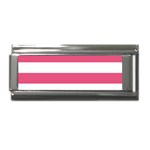 Horizontal Stripes - White and Dark Pink Superlink Italian Charm (9mm)