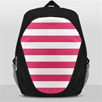 Horizontal Stripes - White and Dark Pink Backpack Bag