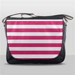 Horizontal Stripes - White and Dark Pink Messenger Bag