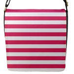 Horizontal Stripes - White and Dark Pink Flap Closure Messenger Bag (S)