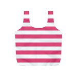 Horizontal Stripes - White and Dark Pink Full Print Recycle Bag (S)