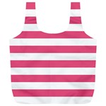 Horizontal Stripes - White and Dark Pink Full Print Recycle Bag (XL)