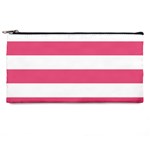 Horizontal Stripes - White and Dark Pink Pencil Case