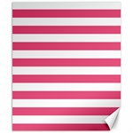 Horizontal Stripes - White and Dark Pink Canvas 8  x 10 