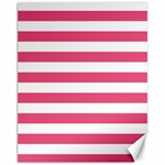 Horizontal Stripes - White and Dark Pink Canvas 11  x 14 
