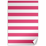Horizontal Stripes - White and Dark Pink Canvas 12  x 18 