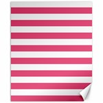 Horizontal Stripes - White and Dark Pink Canvas 16  x 20 