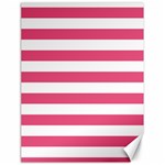 Horizontal Stripes - White and Dark Pink Canvas 18  x 24 
