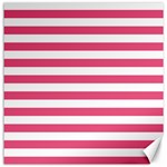 Horizontal Stripes - White and Dark Pink Canvas 20  x 20 