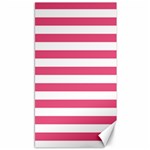 Horizontal Stripes - White and Dark Pink Canvas 40  x 72 