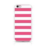 Horizontal Stripes - White and Dark Pink Apple iPhone 6/6S Silicone Case (Transparent)