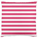 Horizontal Stripes - White and Dark Pink Large Cushion Case (One Side)