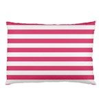 Horizontal Stripes - White and Dark Pink Pillow Case (One Side)