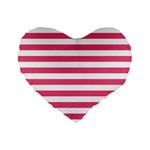 Horizontal Stripes - White and Dark Pink Standard 16  Premium Flano Heart Shape Cushion