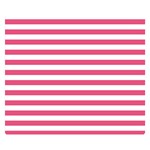 Horizontal Stripes - White and Dark Pink Double Sided Flano Blanket (Small)