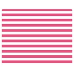 Horizontal Stripes - White and Dark Pink Double Sided Flano Blanket (Medium)