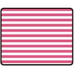 Horizontal Stripes - White and Dark Pink Fleece Blanket (Medium) (One Side)