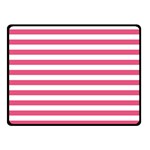 Horizontal Stripes - White and Dark Pink Fleece Blanket (Small) (One Side)