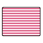 Horizontal Stripes - White and Dark Pink Double Sided Fleece Blanket (Small) (Two Sides)