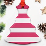 Horizontal Stripes - White and Dark Pink Ornament (Christmas Tree)