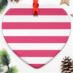 Horizontal Stripes - White and Dark Pink Heart Ornament (Two Sides)