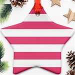 Horizontal Stripes - White and Dark Pink Ornament (Star)