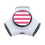 Horizontal Stripes - White and Dark Pink Portable USB Hub (One Side)